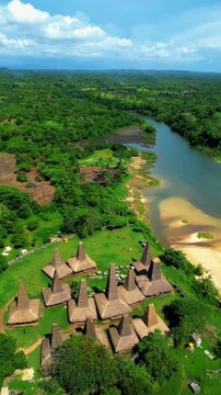 Ratenggaro Village Traditional Houses with High Thatched Roofs on Sumba Coastal Cliff