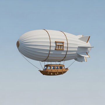 Vintage Blimp Airship in Sky.