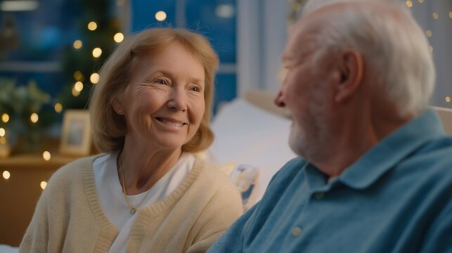 Palliative care team documents patient preferences in comfortable home setting, family photos and personal belongings creating warm atmosphere, candlelit evening scene, perfect for dignified