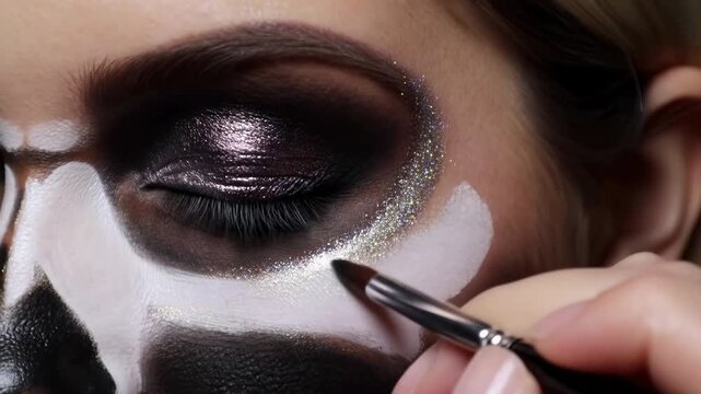 Studio Shot Showcasing Intricate Makeup Details And Dramatic Lighting Effects For Photoshoot