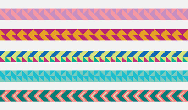  Vibrant chevron patterns in colorful stripes on white background