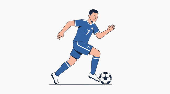 soccer player in blue uniform playing soccer