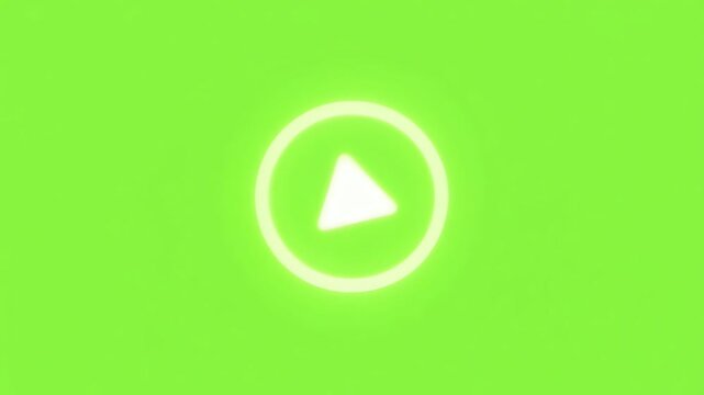 Bright Green Background with Glowing White Play Button Icon - Animation
