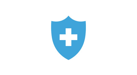 Fototapeta premium Medical protection symbol illustration with cross inside blue shield design element