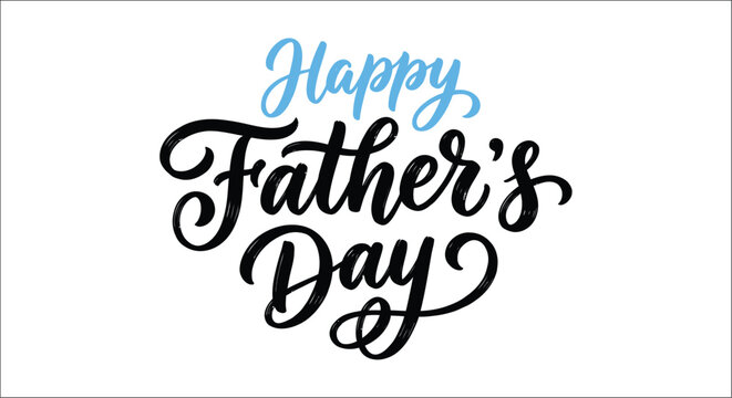Happy father s day lettering handwritten calligraphy with blue splashes