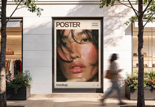 Storefront Window Poster Mockup &ndash; Outdoor Branding Presentation (PSD)