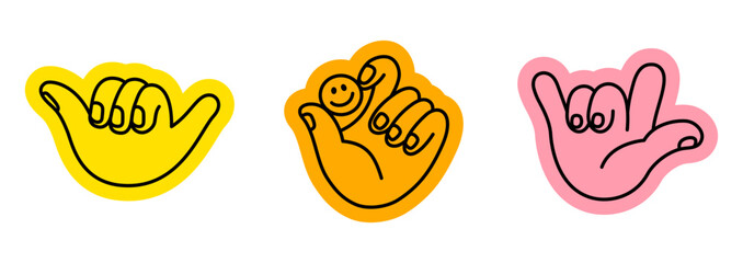Fototapeta na wymiar Vector illustration in hand drawn doodle style, mascot and character hands and gestures, positive vibe stickers and overlays