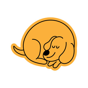 Vector logo design template and graphic element for advertising, branding, posters and banners, funny cartoon dog  illustration with smiling character and mascot