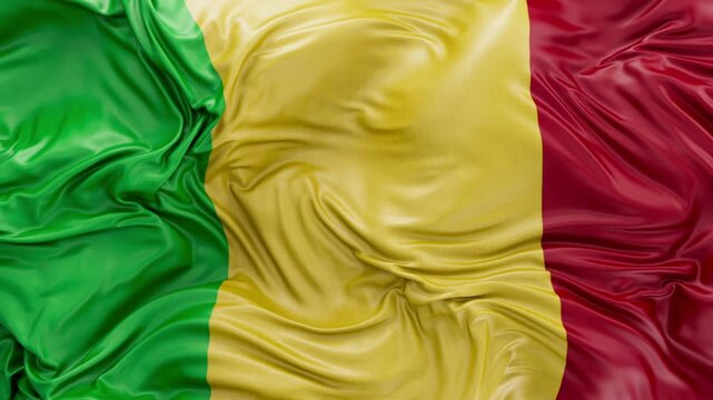 Mali flag waving Seamless three color flag 3d animation slow motion Looping