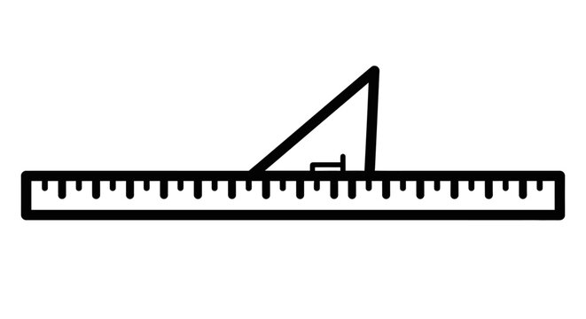Minimalist graphic of a ruler with a triangle for measurement and construction