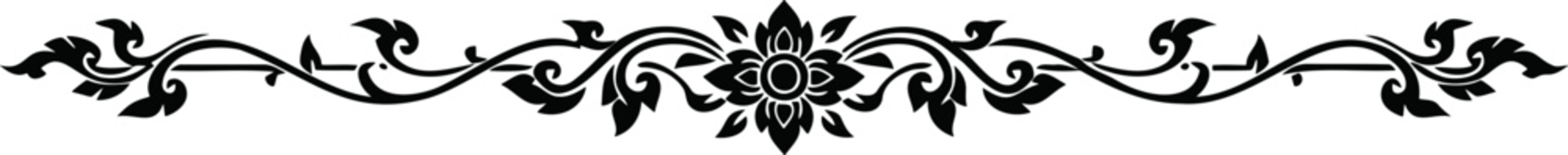 Thin elegant Thai floral line divider for traditional document layout