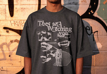 T-Shirt Mockup – Graffiti Wall Apparel Presentation (PSD)