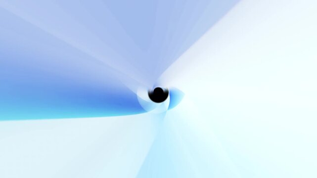 Minimal blue abstract composition with translucent radial beams converging into a dark central focal point