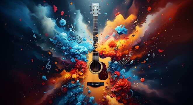 Celebrating world music day vibrant guitar art for global music appreciation