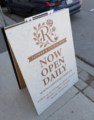Obraz premium a-frame sidewalk signs for Café Rosarium, a cafe, located at 878 Yonge St, Toronto