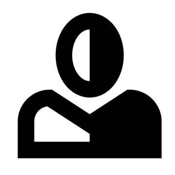 Creative user icon with half-solid and half-outline design. Modern human profile, personal avatar, and dual-style concept vector illustration for branding, infographic, and social media.