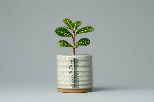 Small plant in pot shaped like growing graph