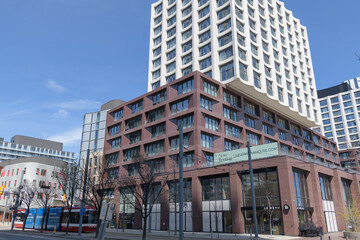 Naklejka premium southwest elevation of Cherry House at Canary Landing, 422 Cherry St, Toronto