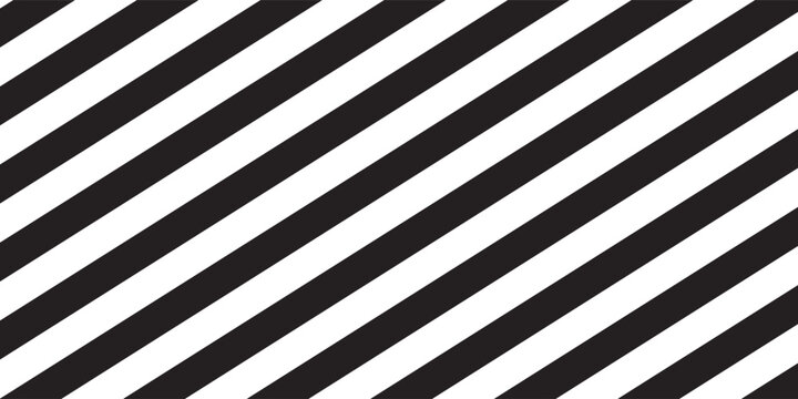 Repeated black diagonal lines on white background. Slanted parallel stripes pattern. Tilted striped print. Angled streaks wallpaper. Abstract minimalistic design. Vector graphic illustration.
