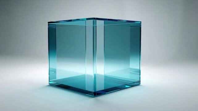 3d rendered blue transparent cube