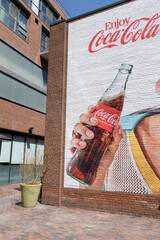 Naklejka premium Coca-Cola mural advertising at Distillery District, Toronto