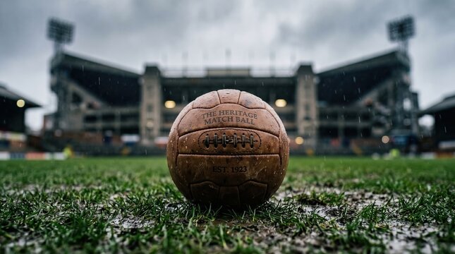 Heritage sporting goods restoration highlighting historical vintage football artifact