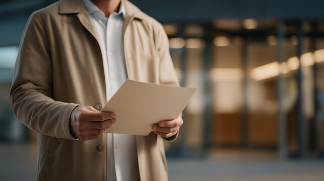 Patient clutching a thick folder of discharge instructions in a hospital lobby, coat half-on, no one beside them, revolving door ahead, pale winter light flooding the entrance,