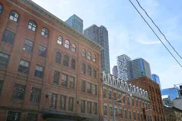 Fototapeta premium facade of historic commercial block now part of Queen Richmond Centre Queen St E, Toronto