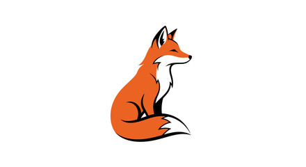 Fototapeta premium Minimalist Fox Illustration Depicting Elegance and Grace on a Pristine White Backdrop