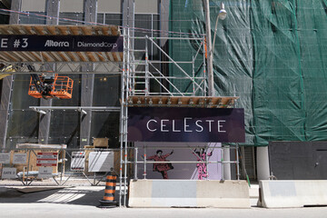 Naklejka premium exterior of Celeste Condominiums located at 121 George Street (corner of Richmond St E) under construction, Toronto