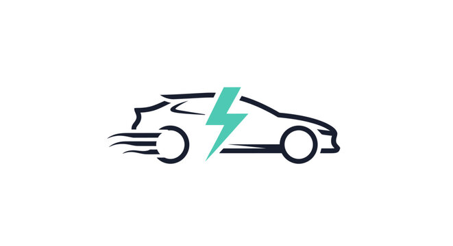 Electric vehicle emblem featuring a lightning bolt, symbolizing speed and innovation