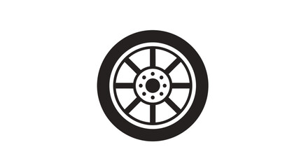 Fototapeta premium Minimalist Wheel Icon Depicting Transportation and Automotive Components in Monochrome Design