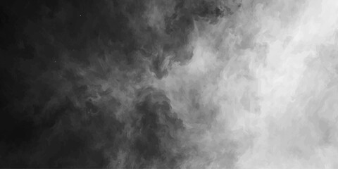 Fototapeta premium An abstract motion of white steam and dark mist creates a textured smoke cloud swirling against a black night sky background