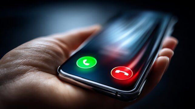 Person Indicates Incoming Call on Smartphone Display