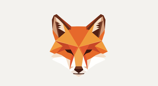 Geometric fox head design with a minimalist style against a plain white background