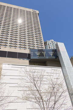 exterior of W Toronto (Marriott), a four star hotel, located at 90 Bloor St E 