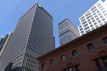 Naklejka premium skyward view of buildings in the Toronto Dominion Centre complex, Wellington St W near York St