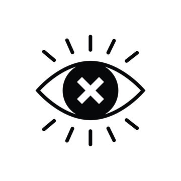Eye cross mark vision line icon for privacy hidden content and inspection error
