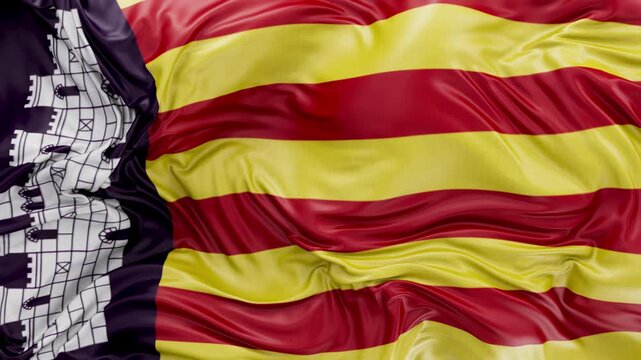 Mallorca flag Majorca waving Seamless flag 3d animation slow motion Looping