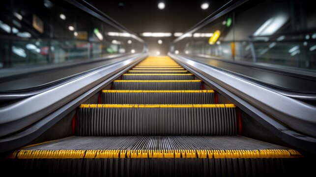 Close-Up Detail of a Moving Escalator Step Segment