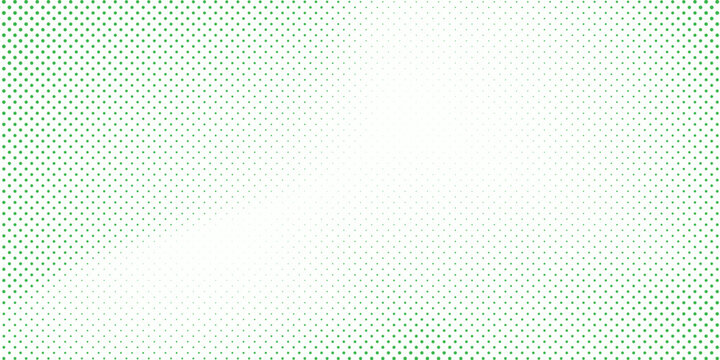 Green color halftone grain texture. Faded dot gradient pattern background. Grunge pixel cartoon overlay backdrop. Anime or manga wavy noise cover. Vector rasterized comic pop art gradation wallpaper