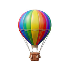 Fototapeta premium Vibrant Rainbow Colored Hot Air Balloon Isolated on White Background.