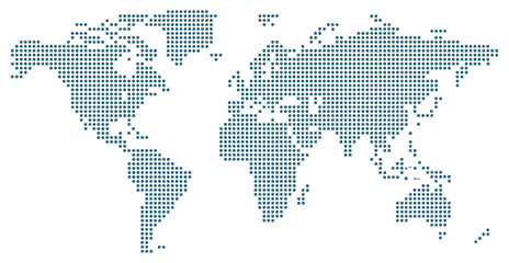 Global Connectivity: World map illustration created from dots, concept of digital and information technology. international connection, modern illustration, worldwide data, global communication. © Joba Vector Studio