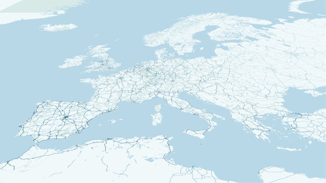Modern minimalist vector map of Europe continent. High-quality scalable illustration of European borders, coastline, and territory for travel posters and infographics.