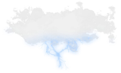 Obraz premium Dramatic Storm Cloud with Blue Lightning Bolt Isolated on Tansparent Background Isolated