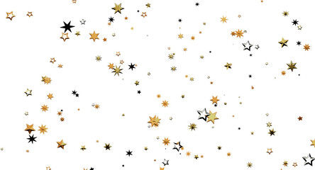 Obraz premium Golden stars confetti falling against a white background. Perfect for celebration, holiday or festive themes. Ideal for