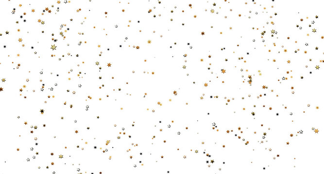Glittering gold star confetti on a white background, perfect for adding a touch of elegance to your designs. Ideal for c