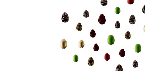 Colorful Easter eggs on a white background, perfect for holiday greetings, spring events, and seasonal designs. A joyful © vegefox.com