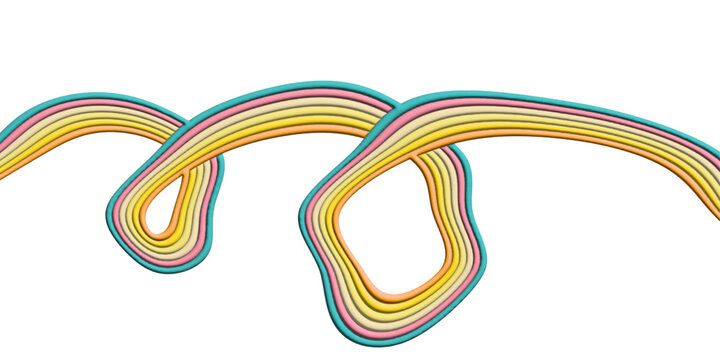 Creative Abstract Retro Rainbow Wavy Lines with Pastel Color Palette Isolated on White Background for Modern Graphic Design
