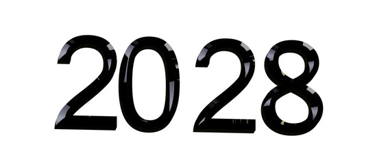 2028 in a striking black font on a clean white backdrop, perfect for New Year, planning, and future © vegefox.com